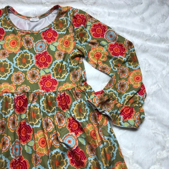 Boutique Fall Floral Ruffle Trim High Low Top size 14 - Picture 4 of 7